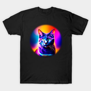 Galaxy Black Cat Coloful T-Shirt